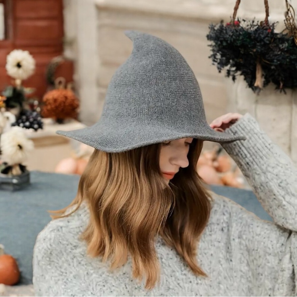 Grey Witchcraft Unisex Woolen Hat, WarmStylish for‎ Halloween or Daily Wear
